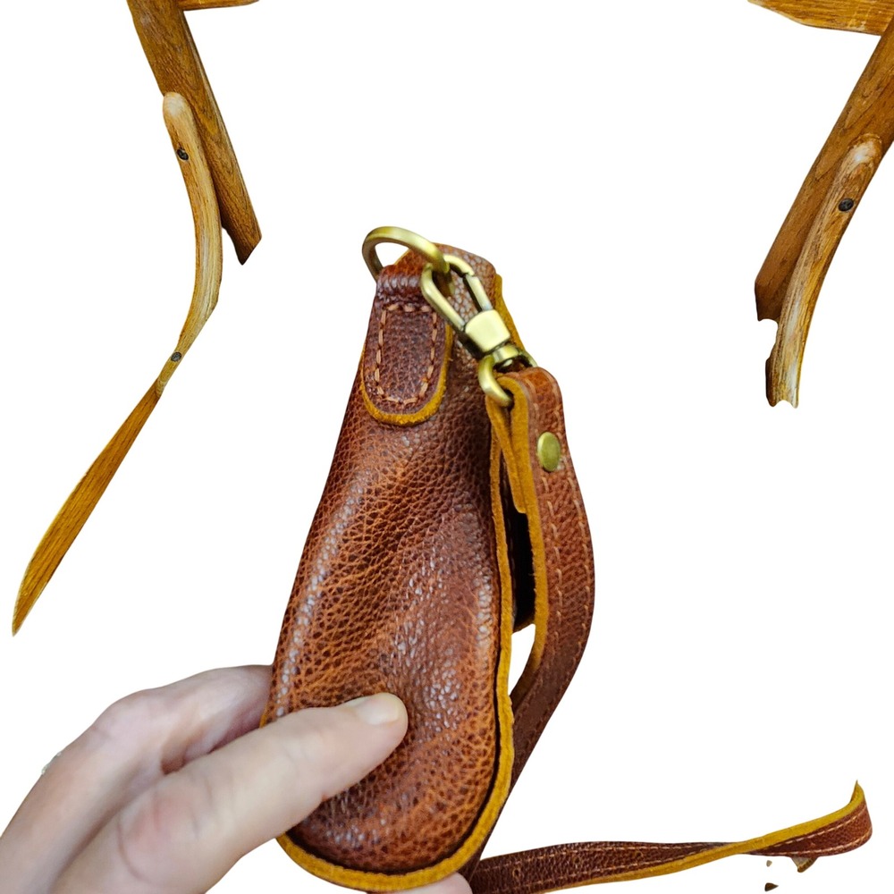 Portland Leather Goods Brown Pebbled Leather Crossbody Bag Artisan Made Small - Picture 4 of 13